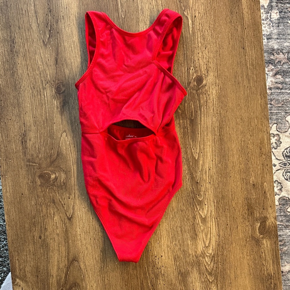 Red One-Piece Bodysuit